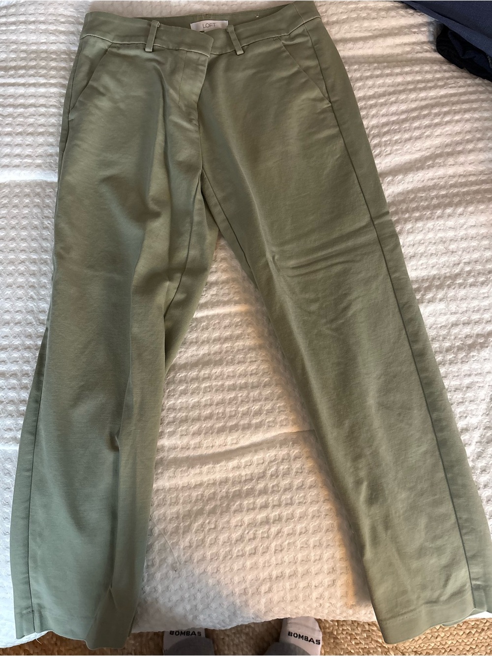 LOFT Riviera slim pants in double weave - light green